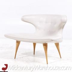  Karpen of California Karpen of California Mid Century White Leather Horn Lounge Chairs Pair - 3676815