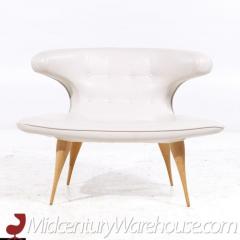  Karpen of California Karpen of California Mid Century White Leather Horn Lounge Chairs Pair - 3676817