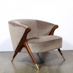  Karpen of California Mid Century Lounge Chair in Walnut Velvet with Brass Detailing by Karpen - 2143881