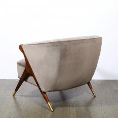  Karpen of California Mid Century Lounge Chair in Walnut Velvet with Brass Detailing by Karpen - 2143882