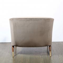  Karpen of California Mid Century Lounge Chair in Walnut Velvet with Brass Detailing by Karpen - 2143885