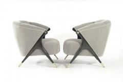  Karpen of California Modernist Karpen Lounge Chairs in Grey Alpaca Velvet 1950s - 1835991