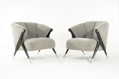  Karpen of California Modernist Karpen Lounge Chairs in Grey Alpaca Velvet 1950s - 1835994