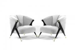  Karpen of California Modernist Karpen Lounge Chairs in Grey Velvet - 305393