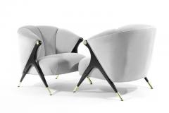  Karpen of California Modernist Karpen Lounge Chairs in Grey Velvet - 305394