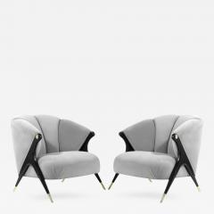  Karpen of California Modernist Karpen Lounge Chairs in Grey Velvet - 305673