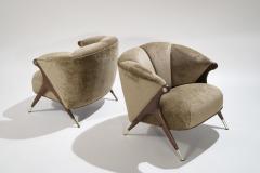  Karpen of California Modernist Karpen Lounge Chairs in Hazel Linen Velvet 1950s - 2395433