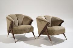  Karpen of California Modernist Karpen Lounge Chairs in Hazel Linen Velvet 1950s - 2395436