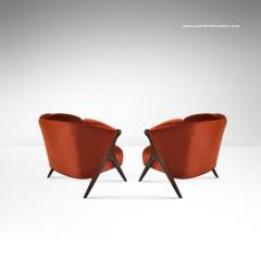 Karpen of California Modernist Karpen of California Lounge Chairs in Red Velvet - 140198