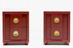  Karpen of California Pair of Karpen of California Nightstands in Sundried Tomato with Brass Hardware - 4662293