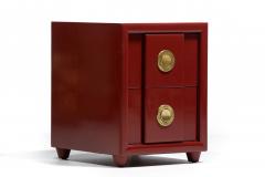  Karpen of California Pair of Karpen of California Nightstands in Sundried Tomato with Brass Hardware - 4662299