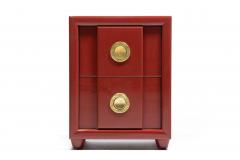  Karpen of California Pair of Karpen of California Nightstands in Sundried Tomato with Brass Hardware - 4662300