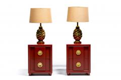  Karpen of California Pair of Karpen of California Nightstands in Sundried Tomato with Brass Hardware - 4662301