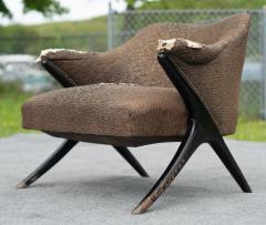  Karpen of California Rare Karpen of California Ebonized and Upholstered Lounge Chair or Side Chair - 4157975