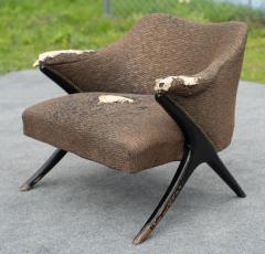  Karpen of California Rare Karpen of California Ebonized and Upholstered Lounge Chair or Side Chair - 4157993