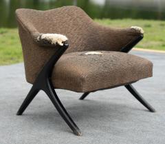  Karpen of California Rare Karpen of California Ebonized and Upholstered Lounge Chair or Side Chair - 4157997