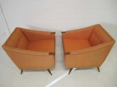  Karpen of California Unusual Pair of Signed Karpen Boxy Lounge Chairs Mid Century Modern - 1748360