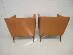  Karpen of California Unusual Pair of Signed Karpen Boxy Lounge Chairs Mid Century Modern - 1748369