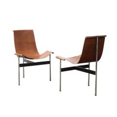  Katavolos Littel Kelly Laverne International Pair of Iconic T Chairs with Brown Leather 1950s - 2480192
