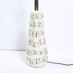  Kelby Mid Century Modern White Ceramic Craqueleur Lamp with Hand Embellished Detail - 2551103