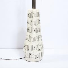  Kelby Mid Century Modern White Ceramic Craqueleur Lamp with Hand Embellished Detail - 2551105