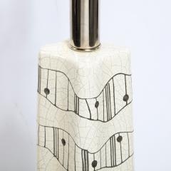  Kelby Mid Century Modern White Ceramic Craqueleur Lamp with Hand Embellished Detail - 2551106