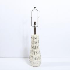  Kelby Mid Century Modern White Ceramic Craqueleur Lamp with Hand Embellished Detail - 2551112