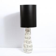 Kelby Mid Century Modern White Ceramic Craqueleur Lamp with Hand Embellished Detail - 2551116
