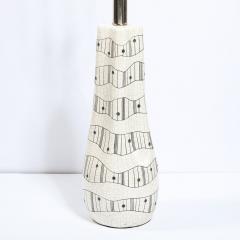  Kelby Mid Century Modern White Ceramic Craqueleur Lamp with Hand Embellished Detail - 2551117