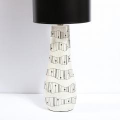  Kelby Mid Century Modern White Ceramic Craqueleur Lamp with Hand Embellished Detail - 2551119
