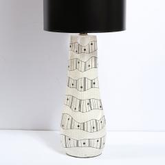  Kelby Mid Century Modern White Ceramic Craqueleur Lamp with Hand Embellished Detail - 2551128