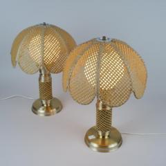  Ker Lux Nostalgic Pair of Boho Table Lamps by Ker Lux Brass Rattan Finland 1980s - 4289179