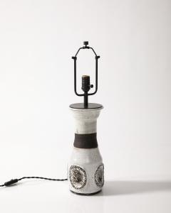  Keraluc Glazed Ceramic Table Lamp with Stamped Decorations Keraluc France c 1960 - 3932399