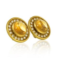  Kieselstein Cord KIESELSTEIN CORD 18K YELLOW GOLD DIAMOND CITRINE ROUND CLIP ON EARRINGS - 1744583