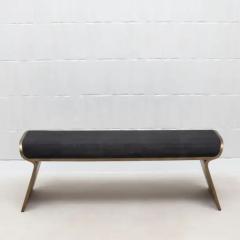  Kifu Paris Kifu Augousti Bench in Black Shagreen with Bronze Patina Brass Legs by Kifu Paris - 3847968