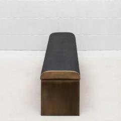  Kifu Paris Kifu Augousti Bench in Black Shagreen with Bronze Patina Brass Legs by Kifu Paris - 3847970