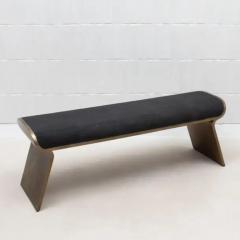  Kifu Paris Kifu Augousti Bench in Black Shagreen with Bronze Patina Brass Legs by Kifu Paris - 3847974