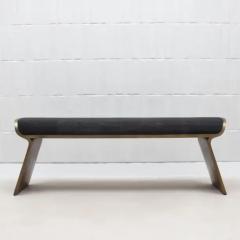  Kifu Paris Kifu Augousti Bench in Black Shagreen with Bronze Patina Brass Legs by Kifu Paris - 3847975