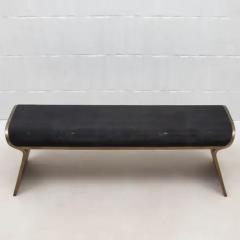  Kifu Paris Kifu Augousti Bench in Black Shagreen with Bronze Patina Brass Legs by Kifu Paris - 3847976