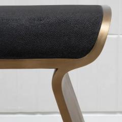  Kifu Paris Kifu Augousti Bench in Black Shagreen with Bronze Patina Brass Legs by Kifu Paris - 3847978