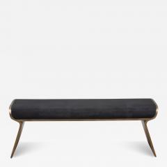  Kifu Paris Kifu Augousti Bench in Black Shagreen with Bronze Patina Brass Legs by Kifu Paris - 3858144