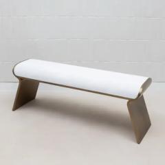  Kifu Paris Kifu Augousti Bench in White Shagreen with Bronze Patina Brass Legs by Kifu Paris - 3847423