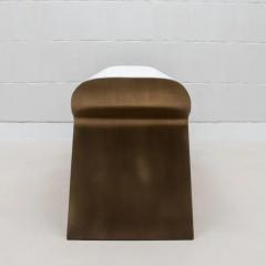  Kifu Paris Kifu Augousti Bench in White Shagreen with Bronze Patina Brass Legs by Kifu Paris - 3847429