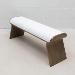  Kifu Paris Kifu Augousti Bench in White Shagreen with Bronze Patina Brass Legs by Kifu Paris - 3847438