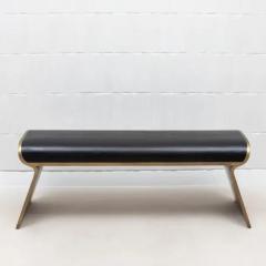  Kifu Paris Kifu Augousti Bench in White Shagreen with Bronze Patina Brass Legs by Kifu Paris - 3847474