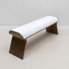  Kifu Paris Kifu Augousti Bench in White Shagreen with Bronze Patina Brass Legs by Kifu Paris - 3847476