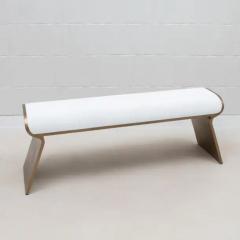  Kifu Paris Kifu Augousti Bench in White Shagreen with Bronze Patina Brass Legs by Kifu Paris - 3847478