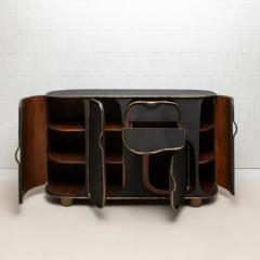  Kifu Paris Kifu Augousti Buffet in Black Shagreen with Bronze Patina Brass by R Y Augousti IN STOCK - 3847086