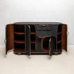  Kifu Paris Kifu Augousti Buffet in Black Shagreen with Bronze Patina Brass by R Y Augousti IN STOCK - 3847087