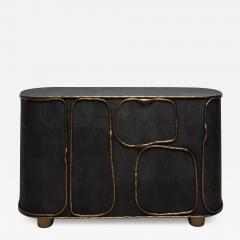  Kifu Paris Kifu Augousti Buffet in Black Shagreen with Bronze Patina Brass by R Y Augousti IN STOCK - 3855125
